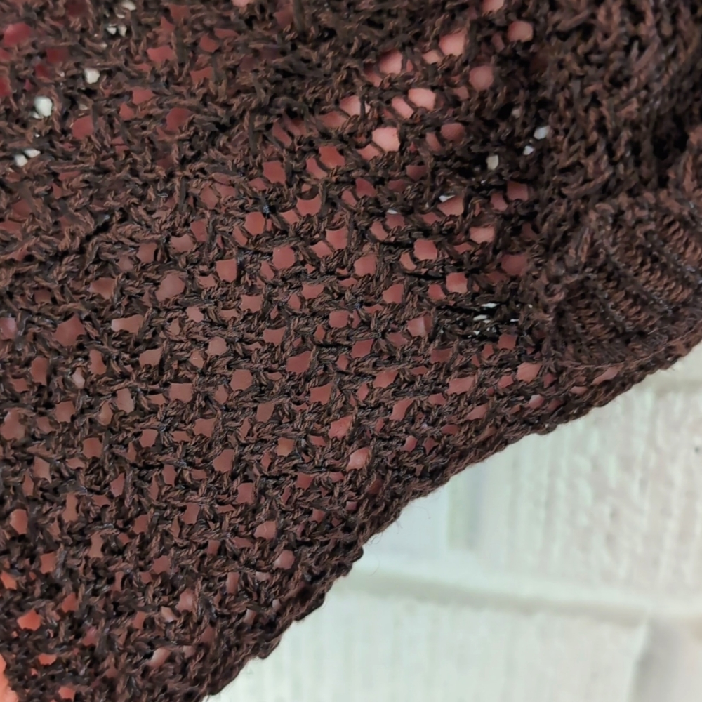Cropped Crochet Shrug Bolero Dark Brown Y2K - Picture 3 of 4